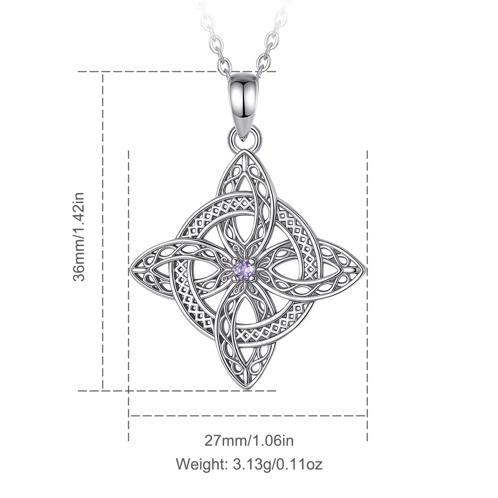 AEONSLOVE – pendentif en zircone avec nœud de sorcière magique