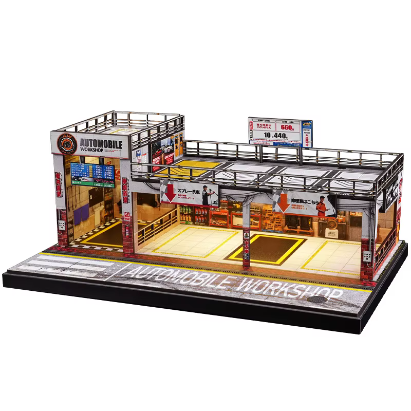 Maquette de garage de simulation style américain 1/64