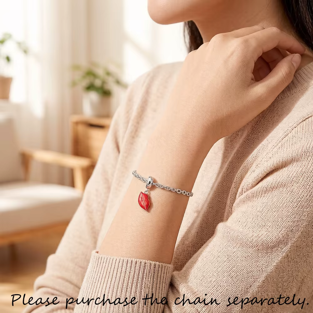 Pendentif à breloque lèvres baiser rouges pour femmes