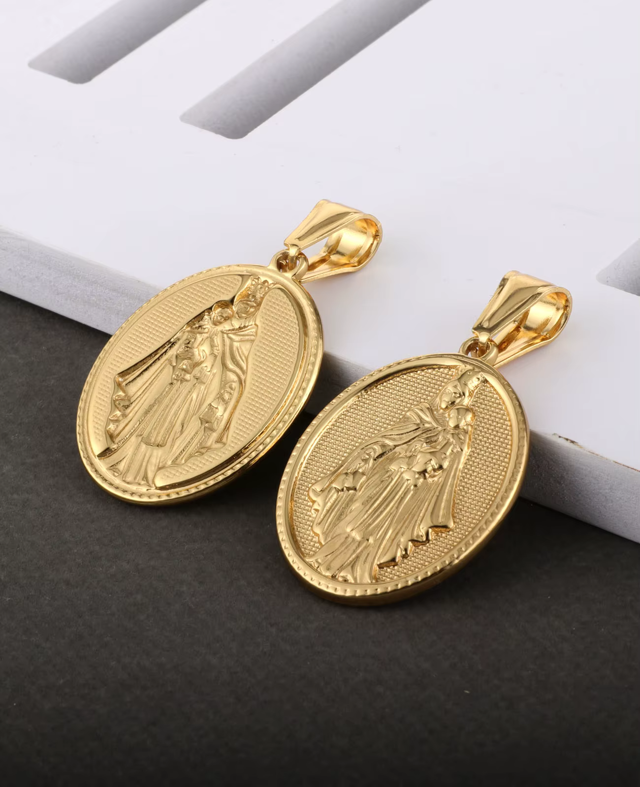 Diyalo 3 couleurs dévotions religieuses icône sainte notre dame du mont Carmel pendentif en acier inoxydable collier à faire soi-même bijoux souvenirs