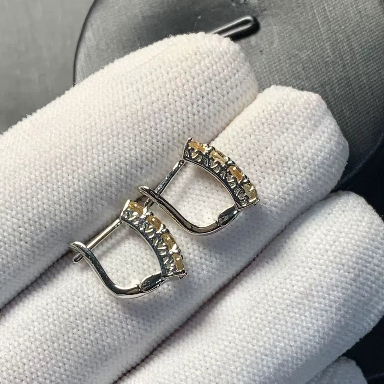 HEYYA – boucles d'oreilles créoles en pierre Citrine naturelle