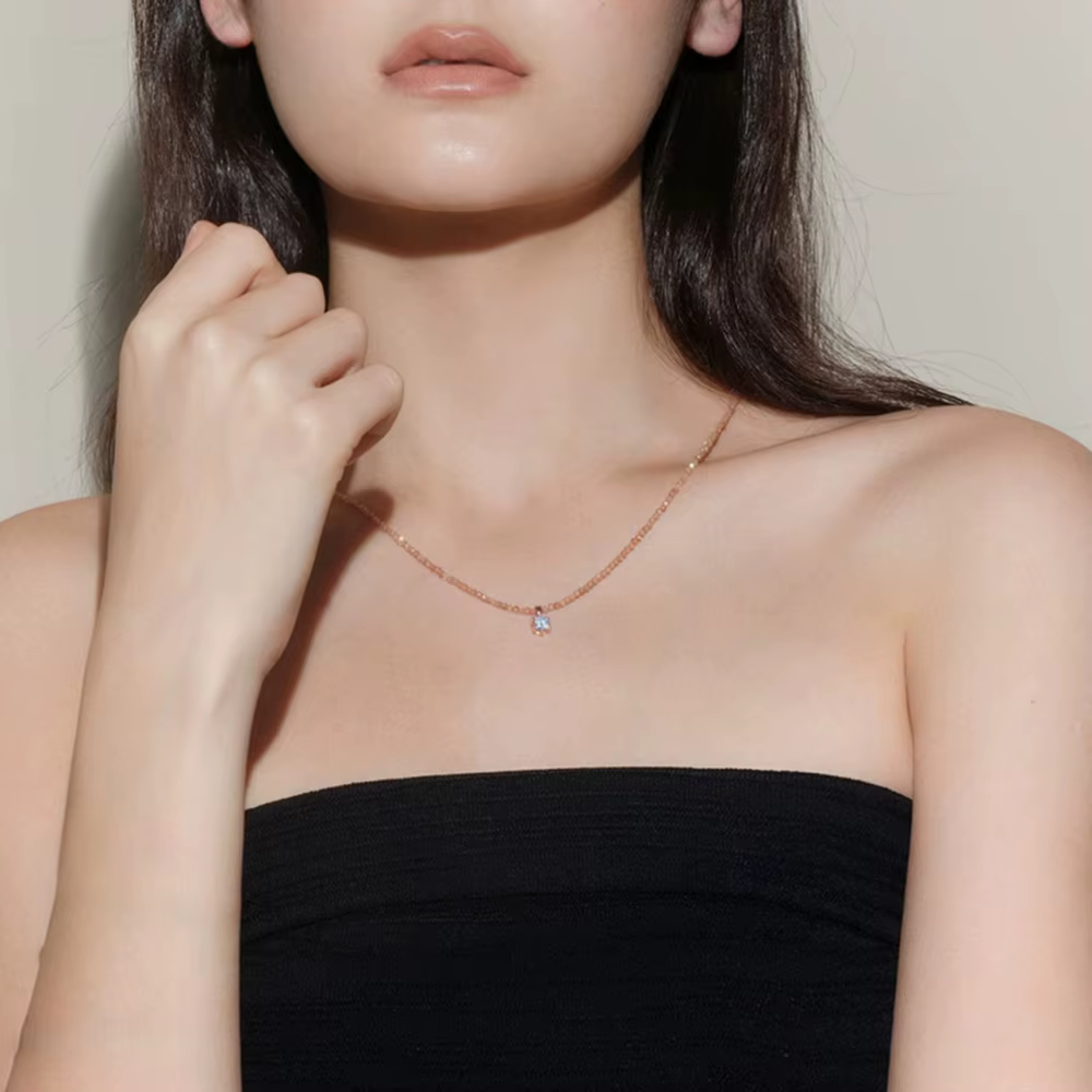 Collier en argent sterling avec zircon et moissanite champagne pour femmes