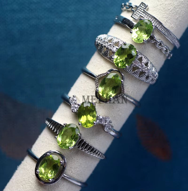 Meihan naturel péridot gemme coupe réglable femmes anneau ovales perles pour la fabrication de bijoux cadeau