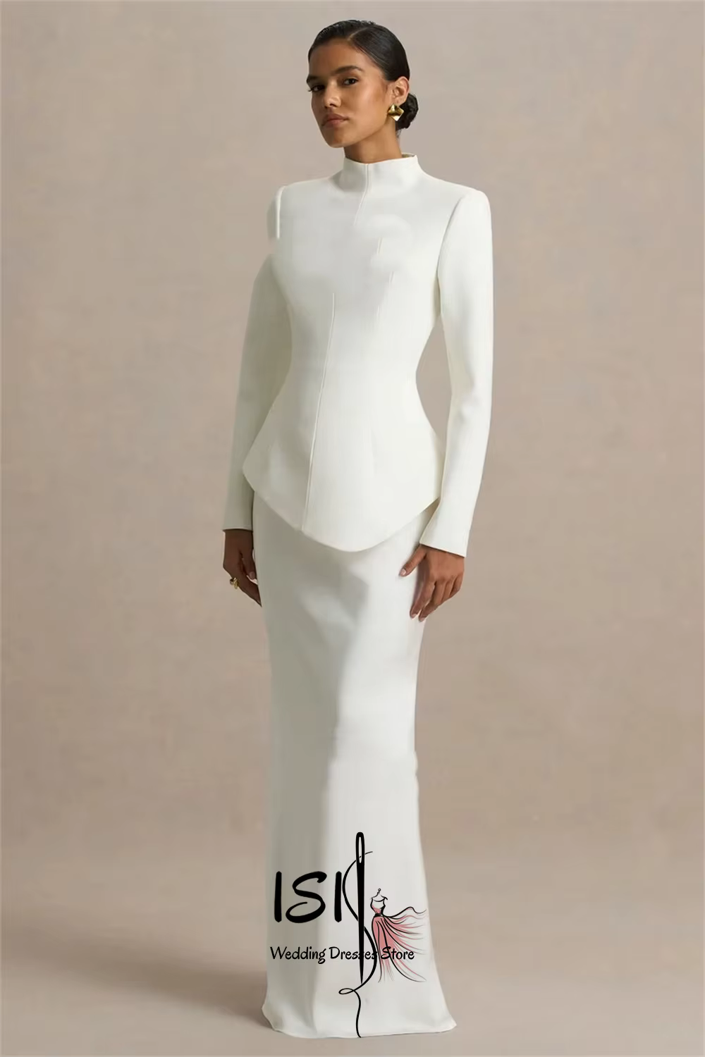 Robe de mariée élégante à col haut
