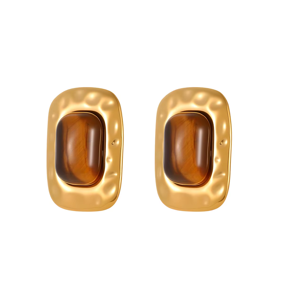 Ars Boucles d'oreilles vintage en pierre d'agate plaqué or 18 carats