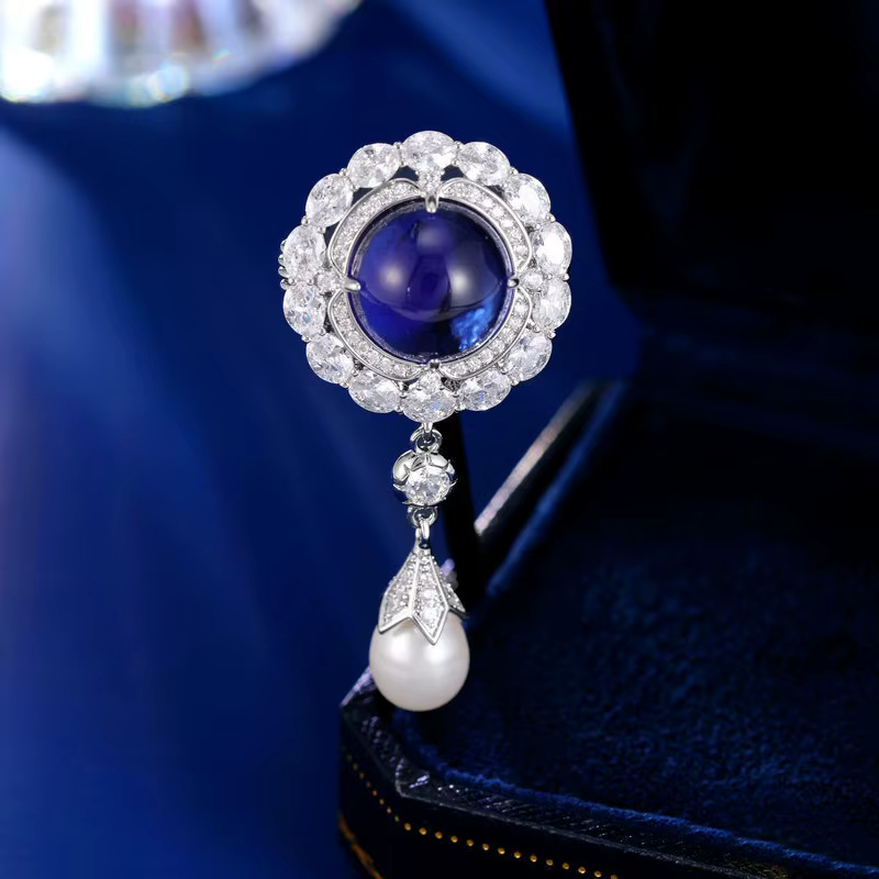 Broches pendentifs vintage en perles d'eau douce naturelles pour femmes