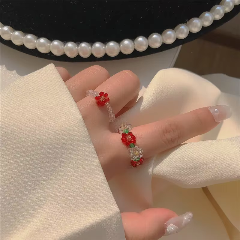 Nouvelle bague fleur tissée à la main