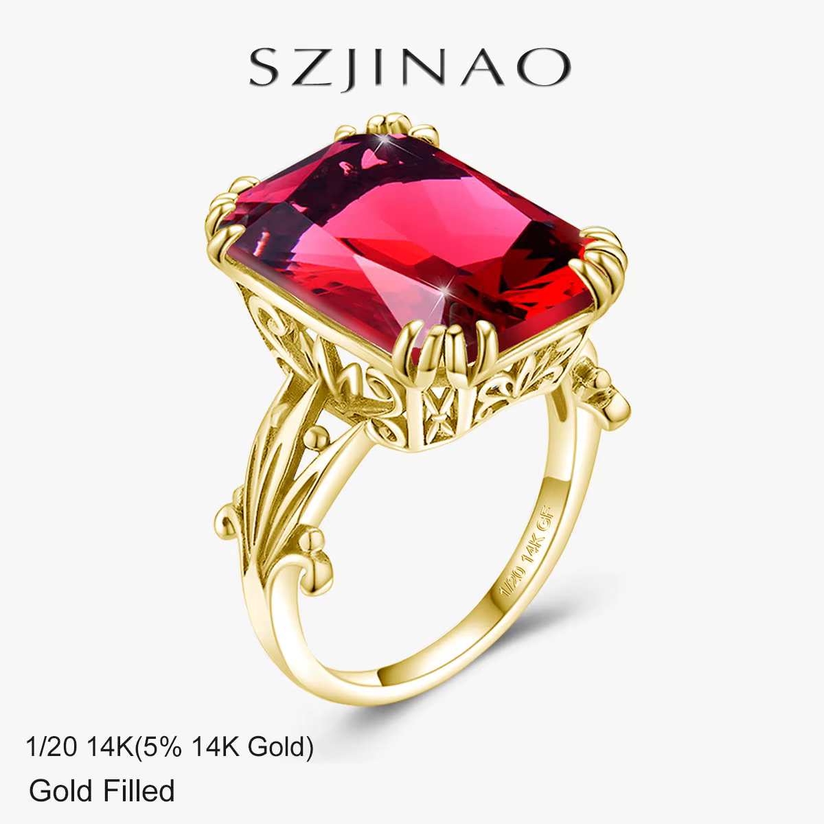 Bague rubis Vintage en or 14 carats pour femmes