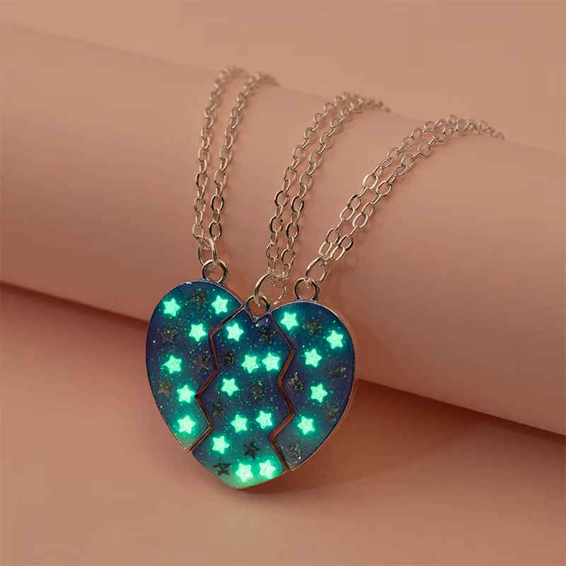 Étoile lumineuse 3 pièces pendentif coeur cassé pour filles Bestie amitié BFF colliers 3 meilleur ami bijoux cadeau