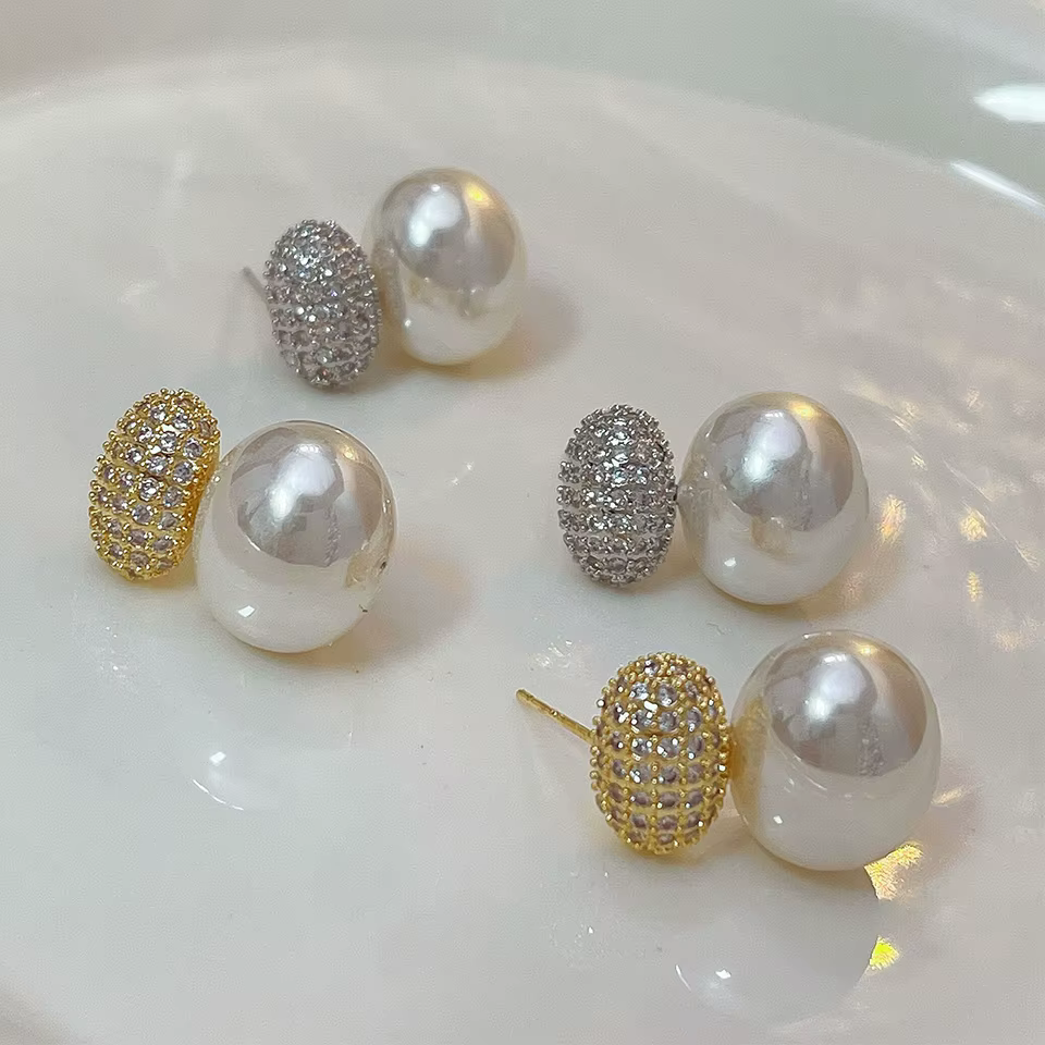 Boucles d'oreilles ovales en perles pour femmes