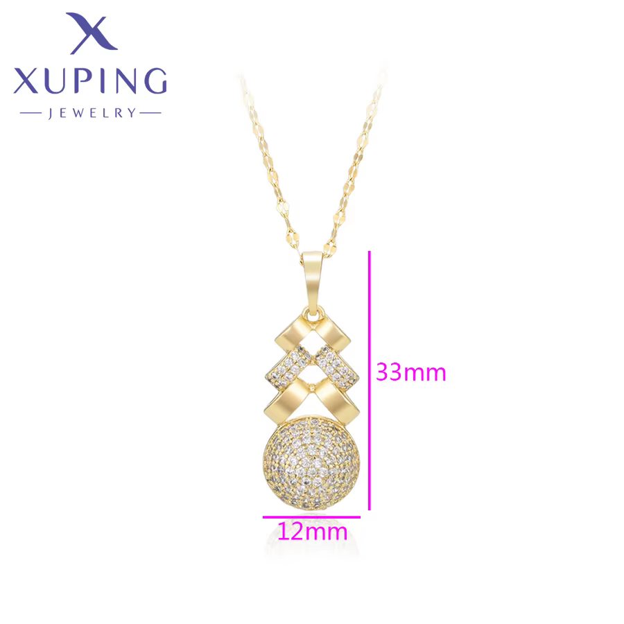 Xuping bijoux nouveauté pendentif rond avec chaîne aléatoire de couleur or clair