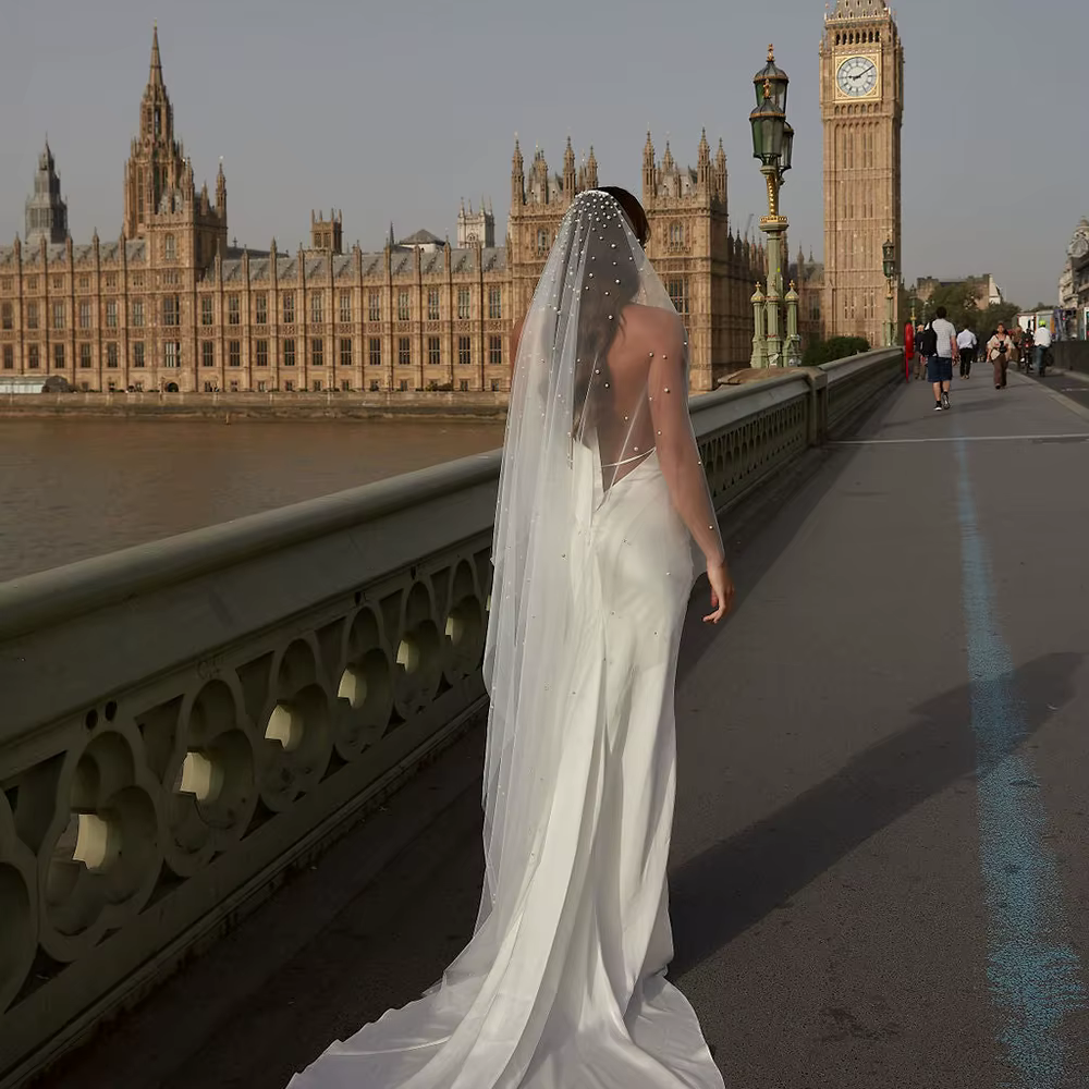 Voile de mariée orné de perles