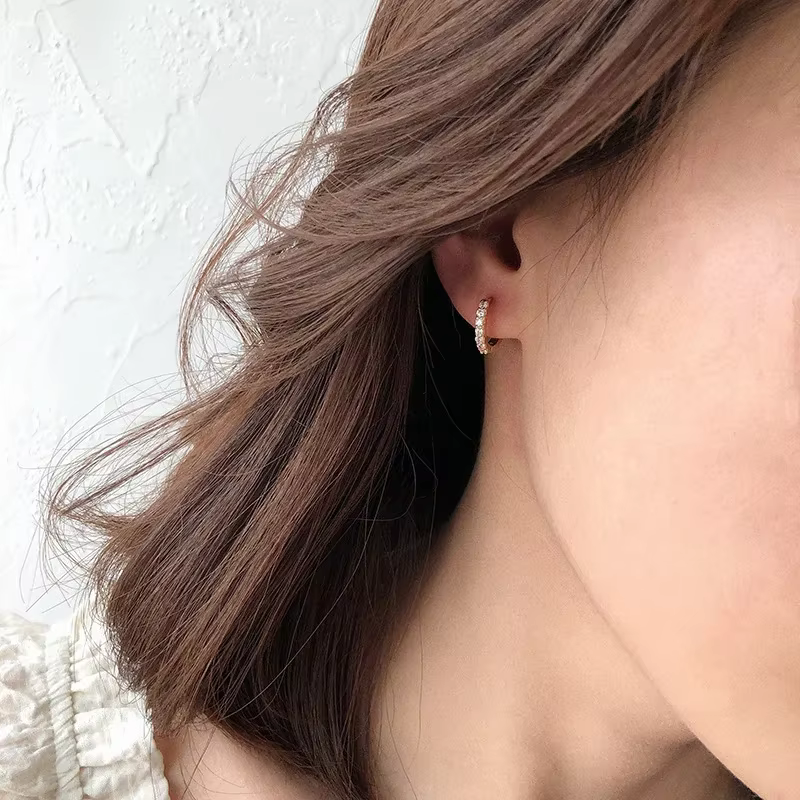 Boucles d'oreilles rondes en argent regardé 925 pour femmes
