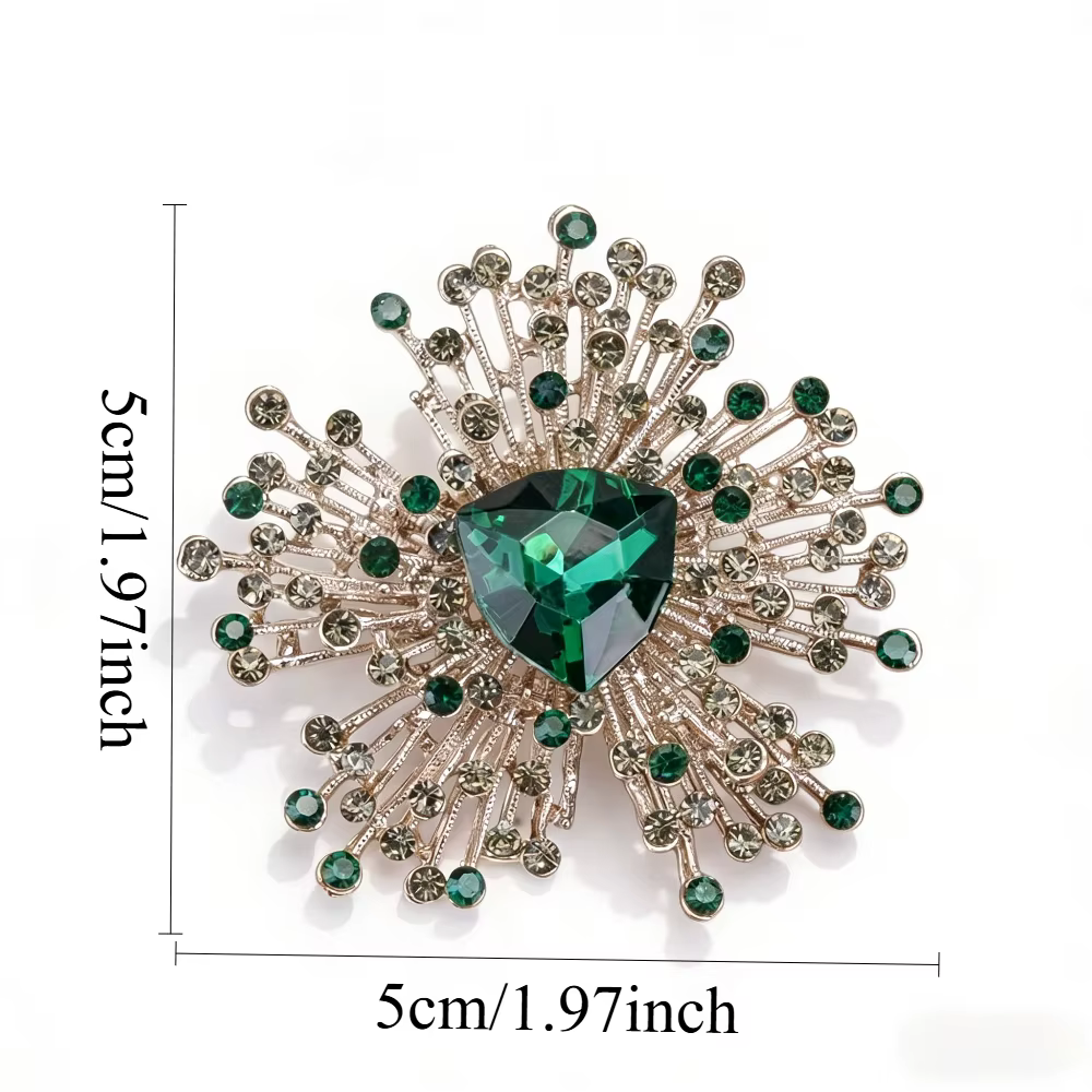 Broche rétro exagérée en strass - Luxe