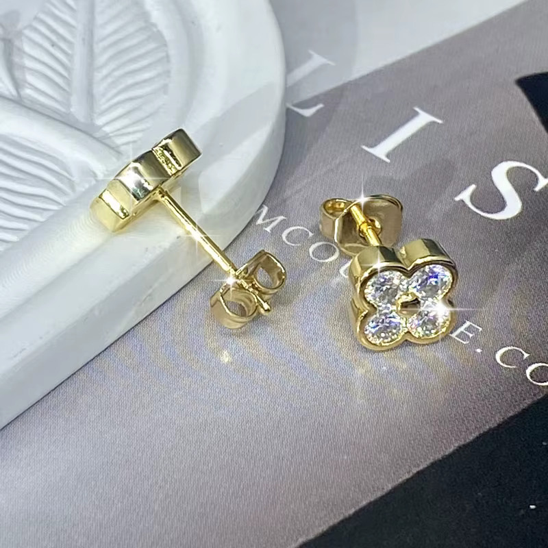 Boucles d'oreilles fleur en moissanite certifiée Lnngy avec certificat pour femmes