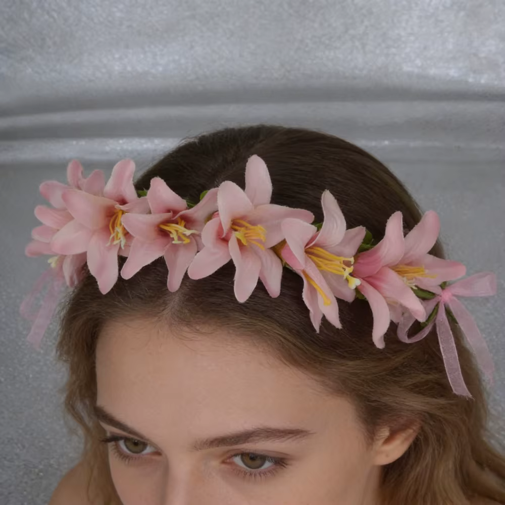 Femmes fille fleur couronne bandeau Halo
