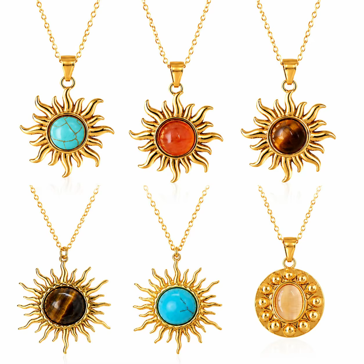 Collier de luxe en acier inoxydable motif tournesol