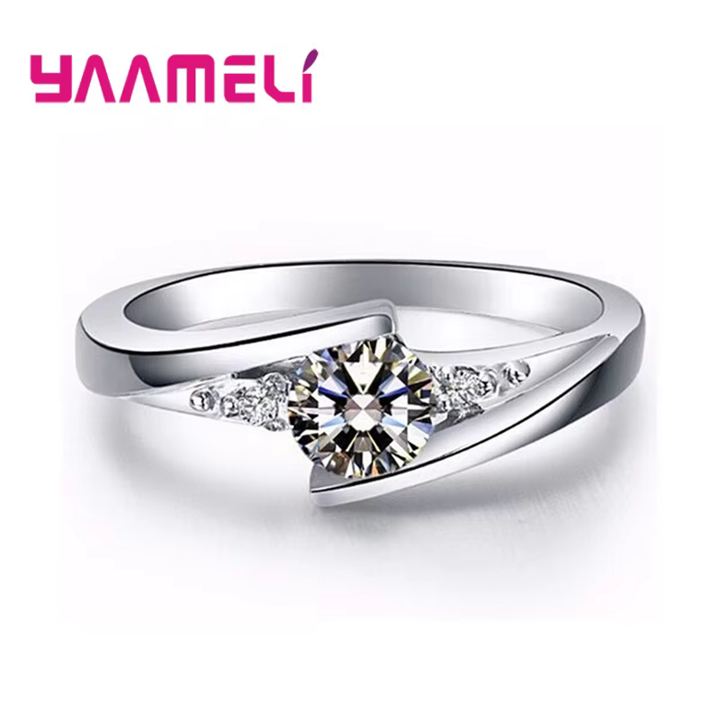 Bague ronde en pierre de Zircon pour femmes