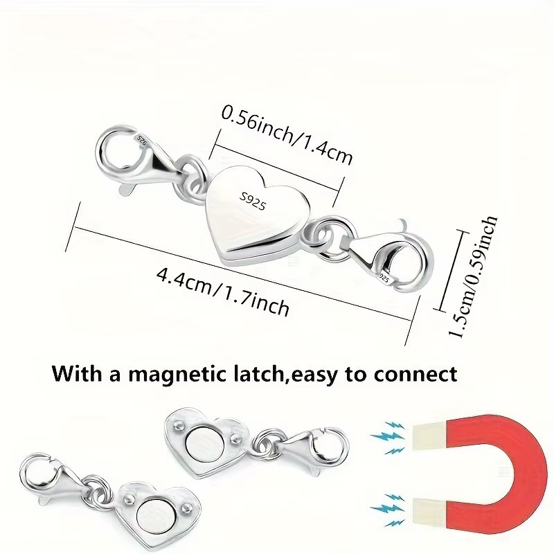 Fermoir de connecteur de bijoux magnétique en forme de cœur