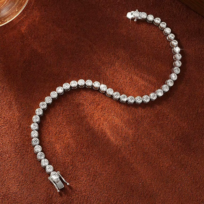 Bracelet Tennis Rrjzz Éclatant en Moissanite D-Color de 3 mm