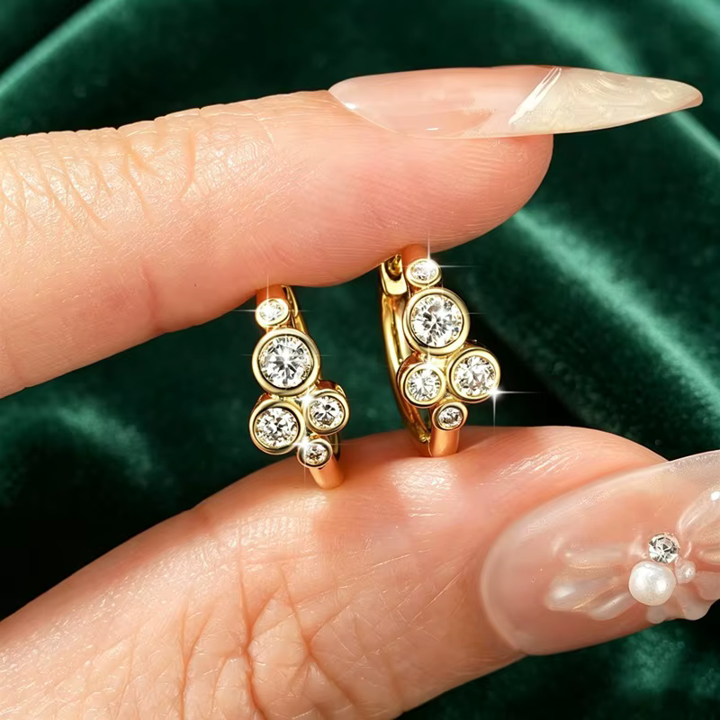 Lnngy – boucles d'oreilles rondes en Moissanite pour femmes
