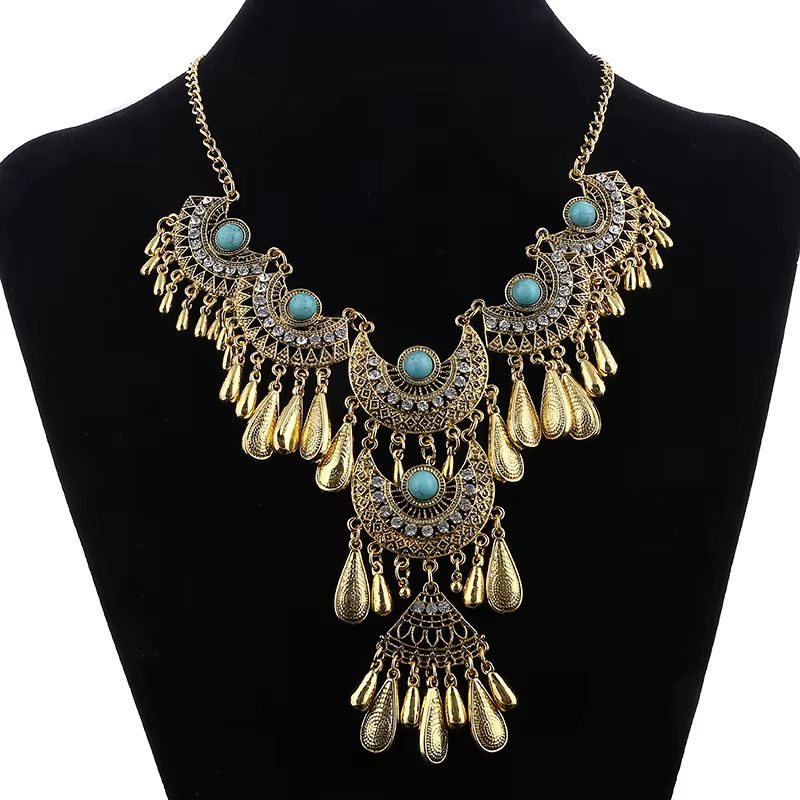 Collier ras du cou ethnique gitane bohème pour femmes