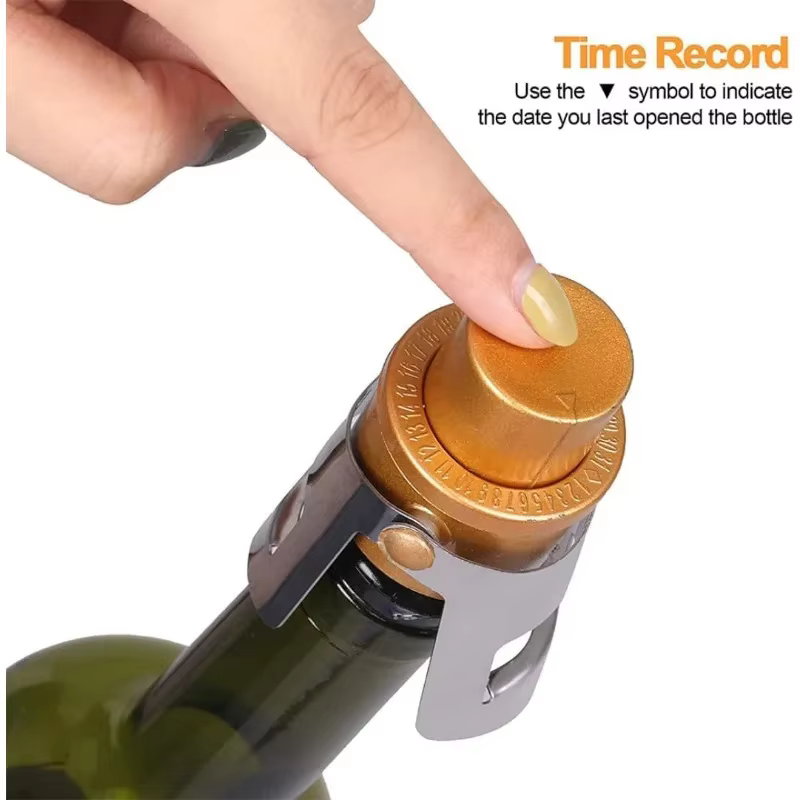 Bouchon de champagne économiseur de bouteille mousseux vin acier inoxydable pour scellé sous vide avec une pompe à pression intégrée or
