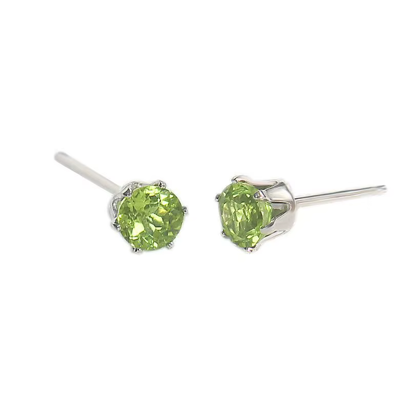 Boucles d'Oreilles Simples et Fraîches en Gemme Verte pour Femme