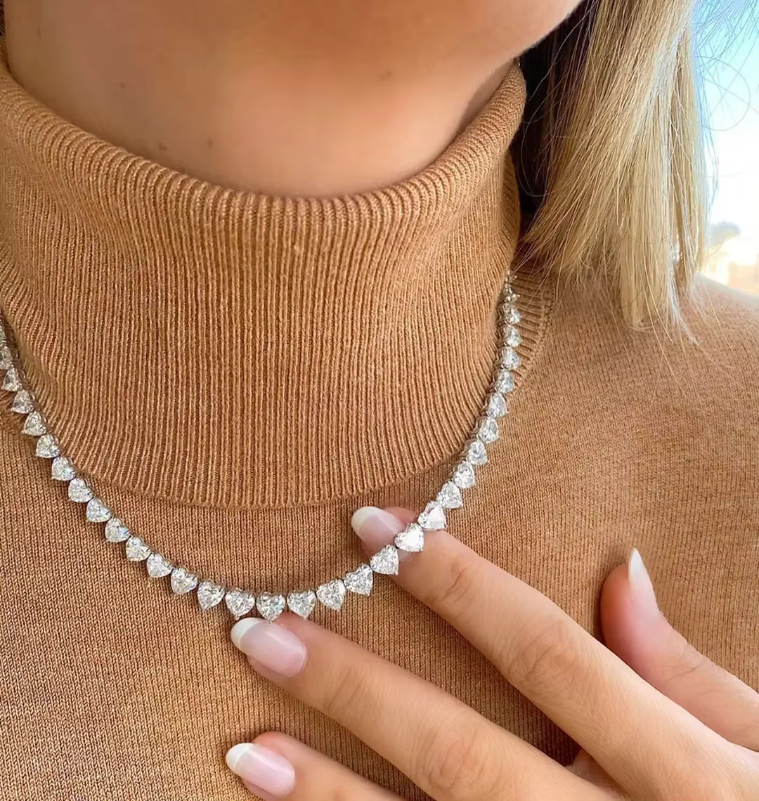 Cadeau Saint-Valentin 2026 : Collier Tennis 5A Cœur CZ Blanc Rose