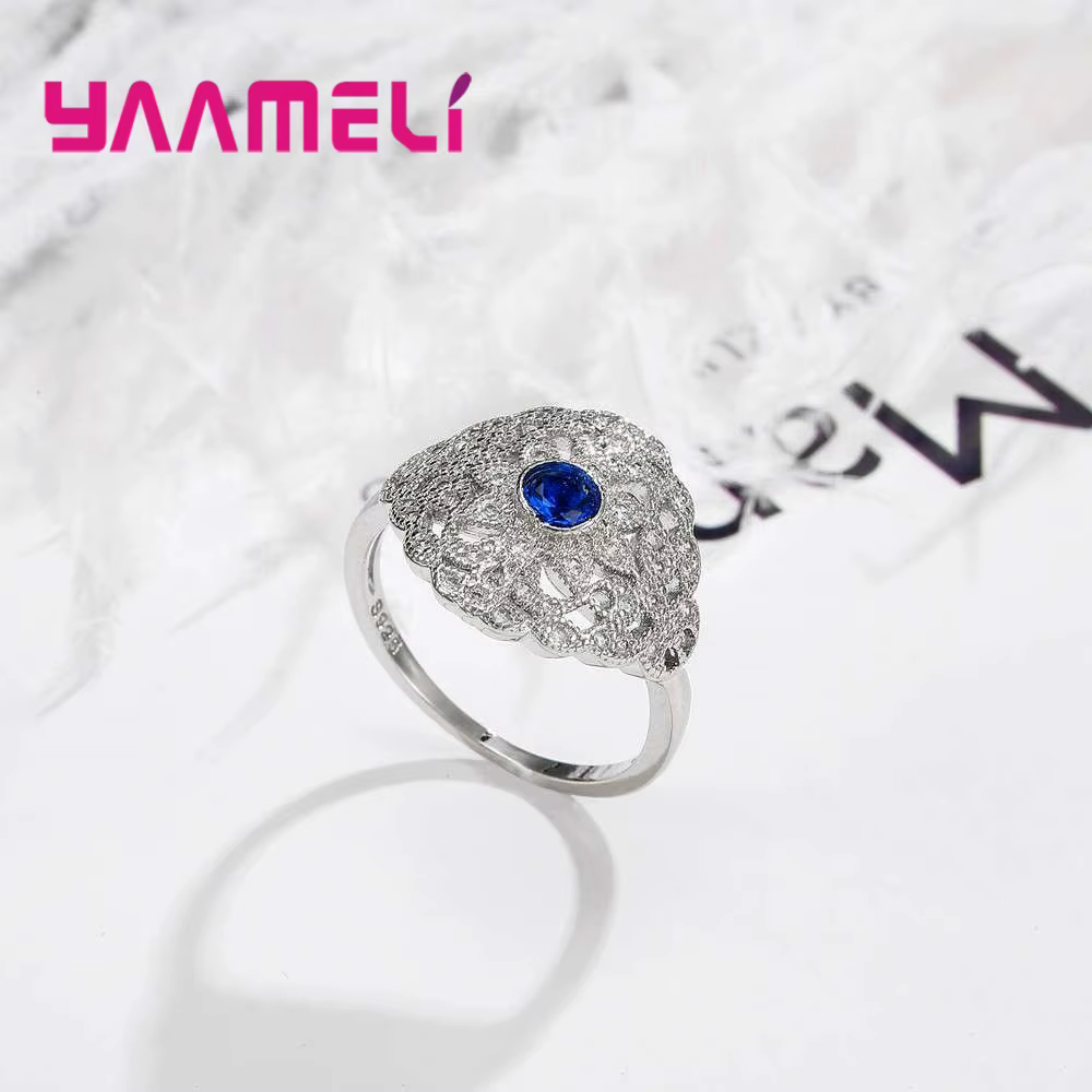 Bague classique en argent regardé 925 véritable pour femme