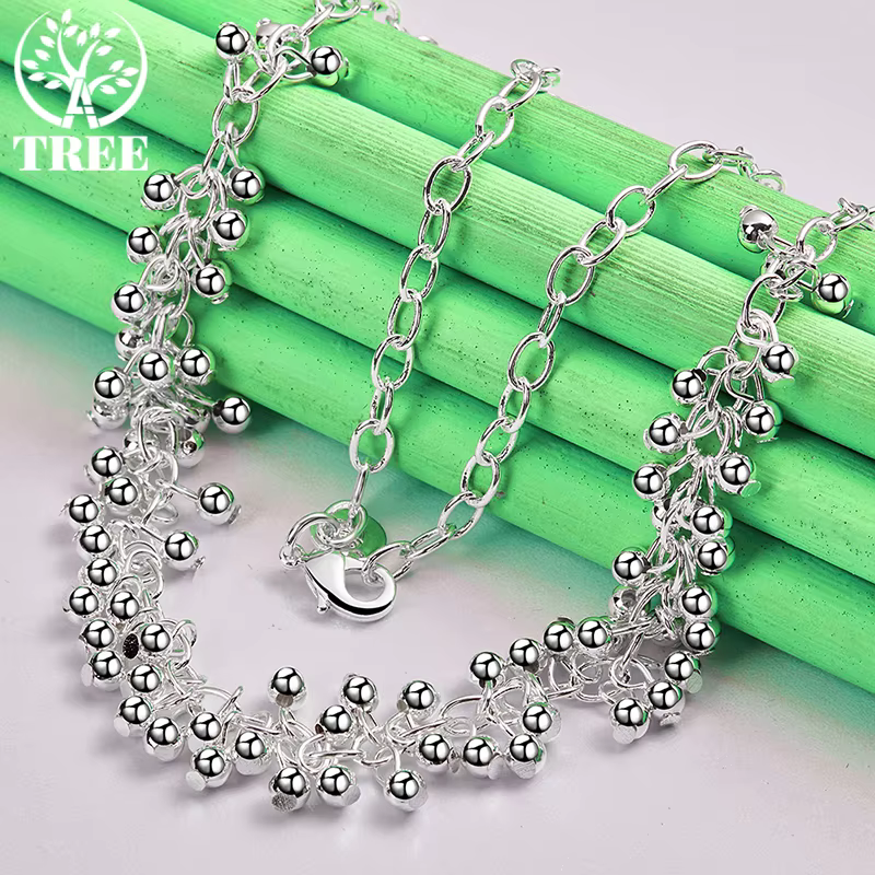 Collier en or 18 carats avec perles en forme de grappe de raisin pour femme