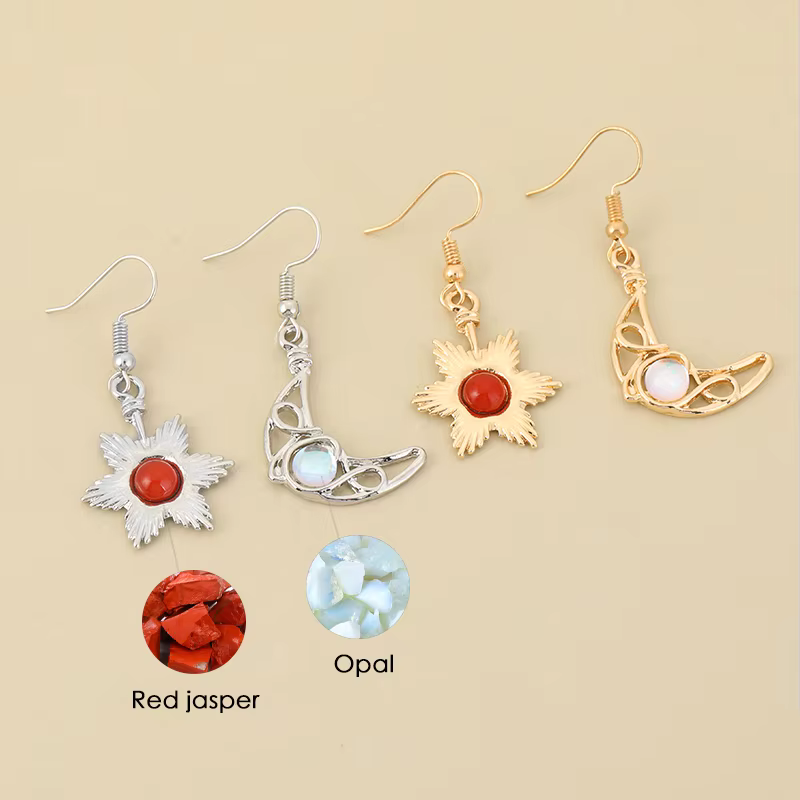 Boucles d'oreilles bohème soleil lune