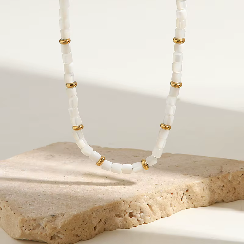Collier Ras du Cou en Acier Inoxydable Plaqué Or 18K pour Femme