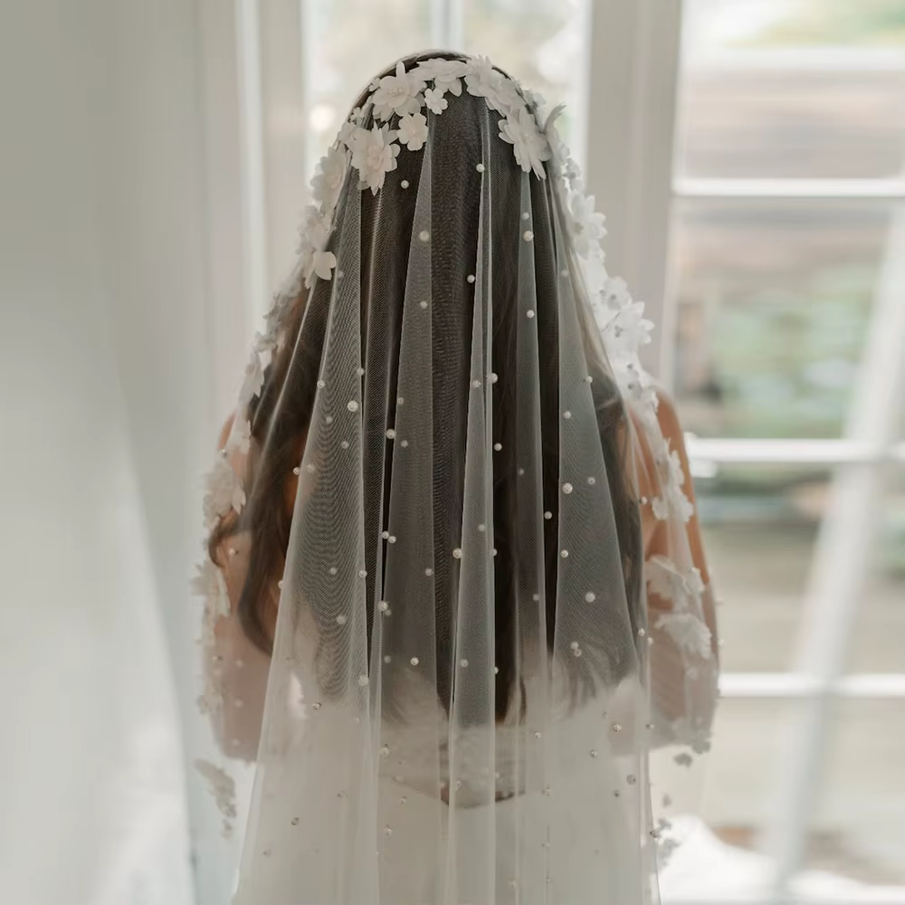 Voile de mariée avec fleurs