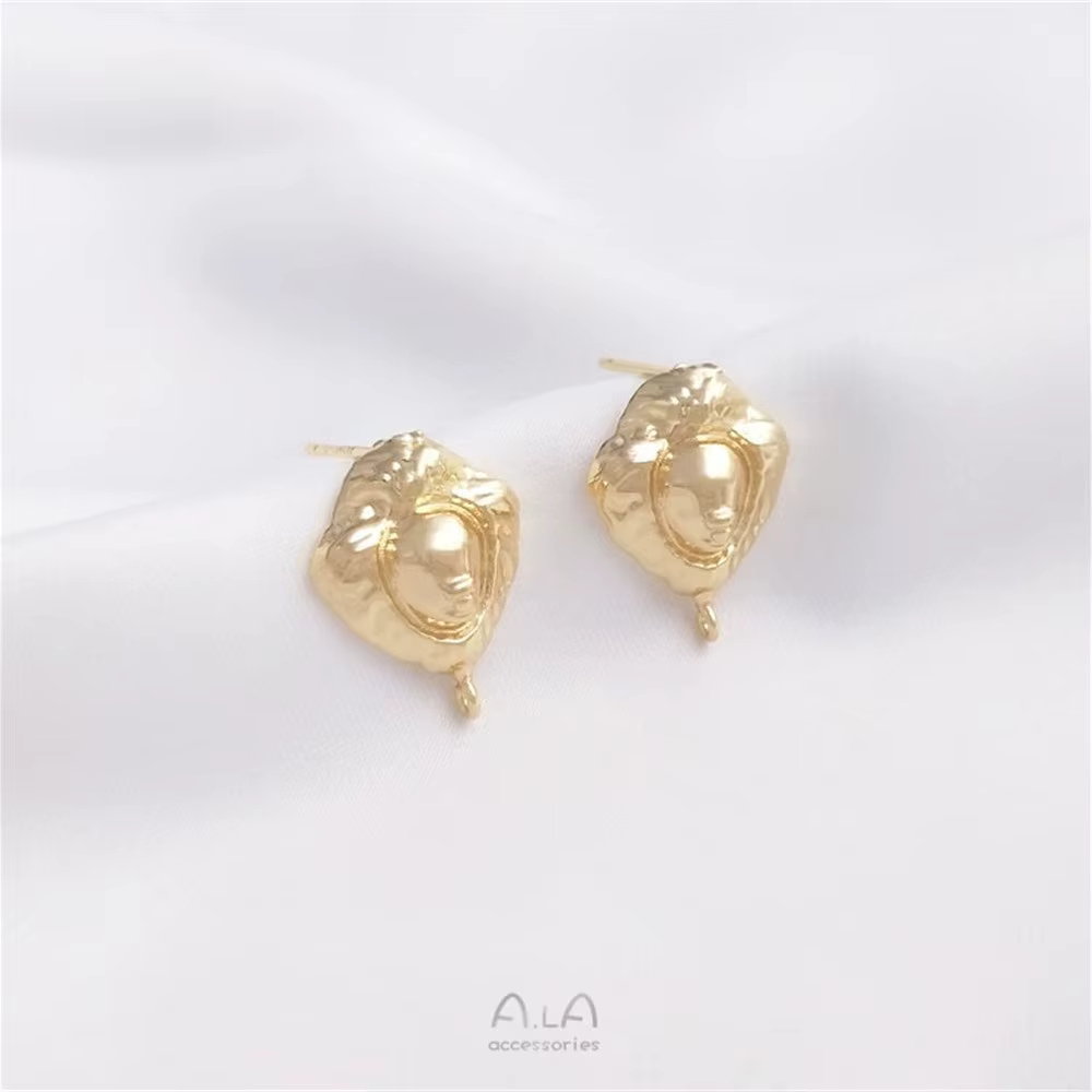 Tête de lion vintage plaquée or 14 carats avec boucles d'oreilles pendantes