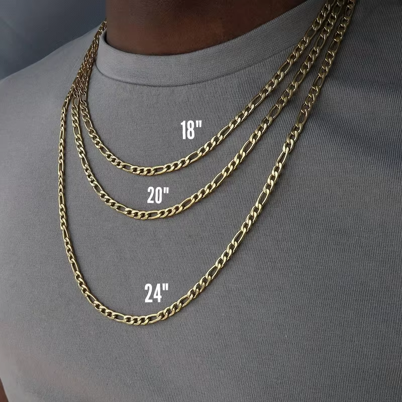 ALIZERO 18K or 4MM Figaro chaîne collier pour femmes hommes mode Hip Hop Punk colliers bijoux en gros 40-75 cm