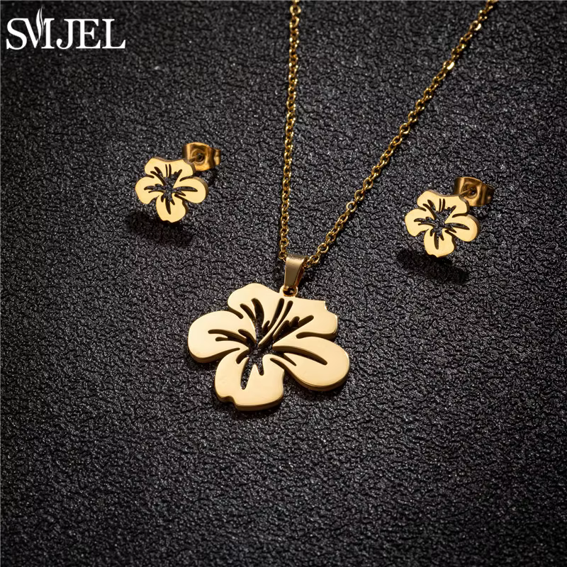 SMJEL – collier fleur de lys en acier inoxydable pour femmes et filles