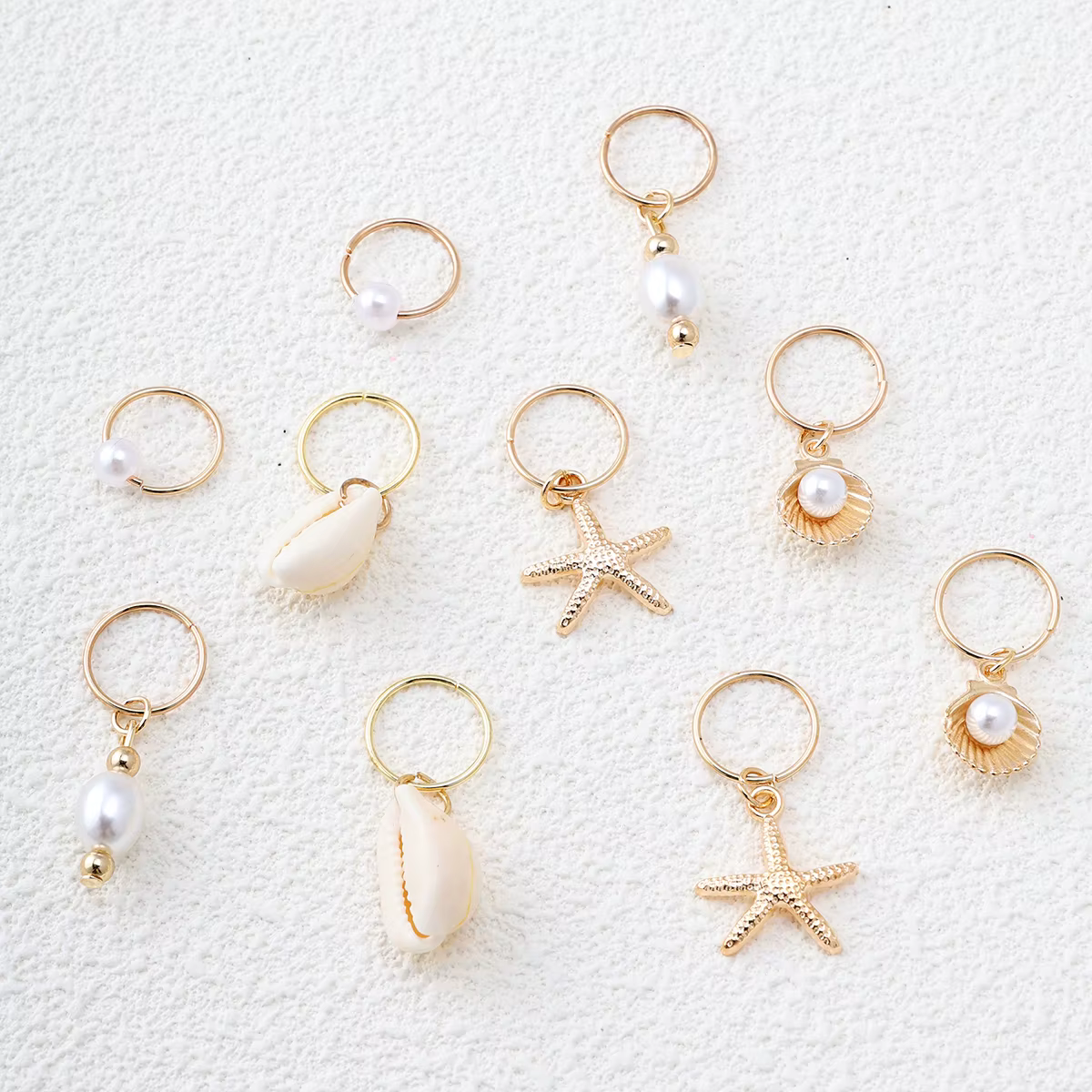 10 pièces · Ensemble d'accessoires pour cheveux style bohème plage. Anneaux