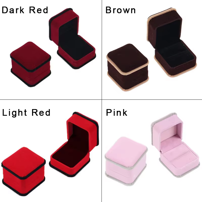 Belle boîte à bagues rose/marron/rouge clair/rouge foncé
