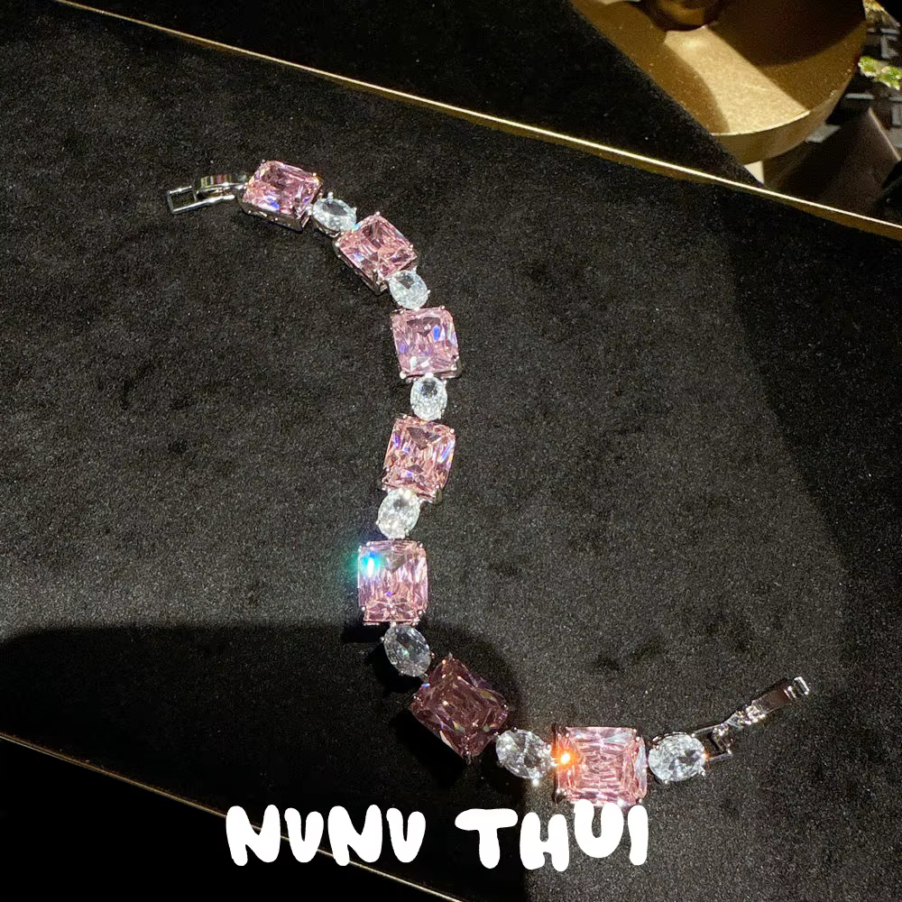 Bracelet Goutte d'Eau en Zircon Rose Princesse Autrichienne – Bijou Élégant