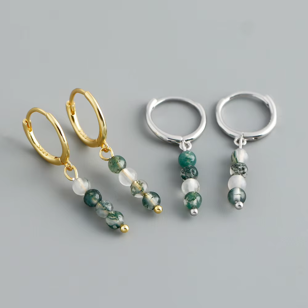 F.I.N.S – boucles d'oreilles en perles d'agate naturelle faites à la main pour femmes