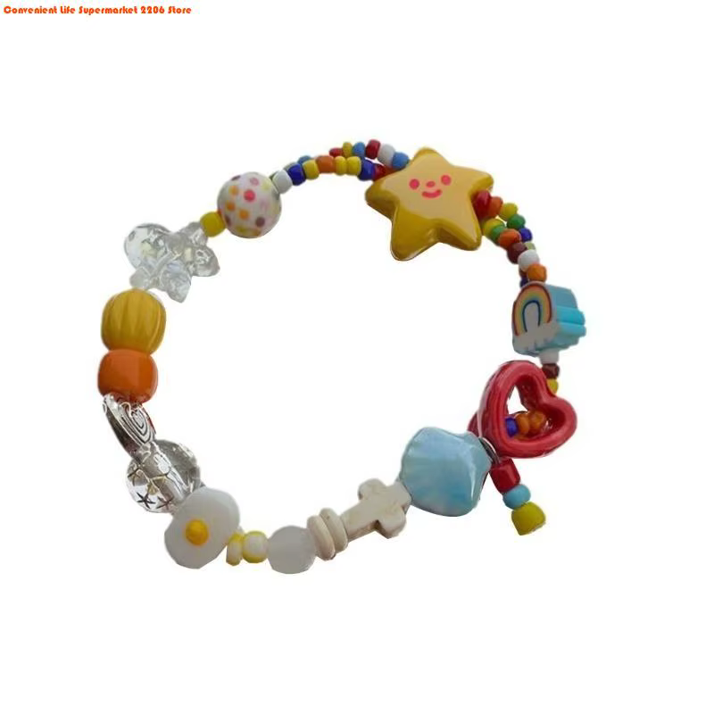E06E Bracelet perle d'étoile colorée mode