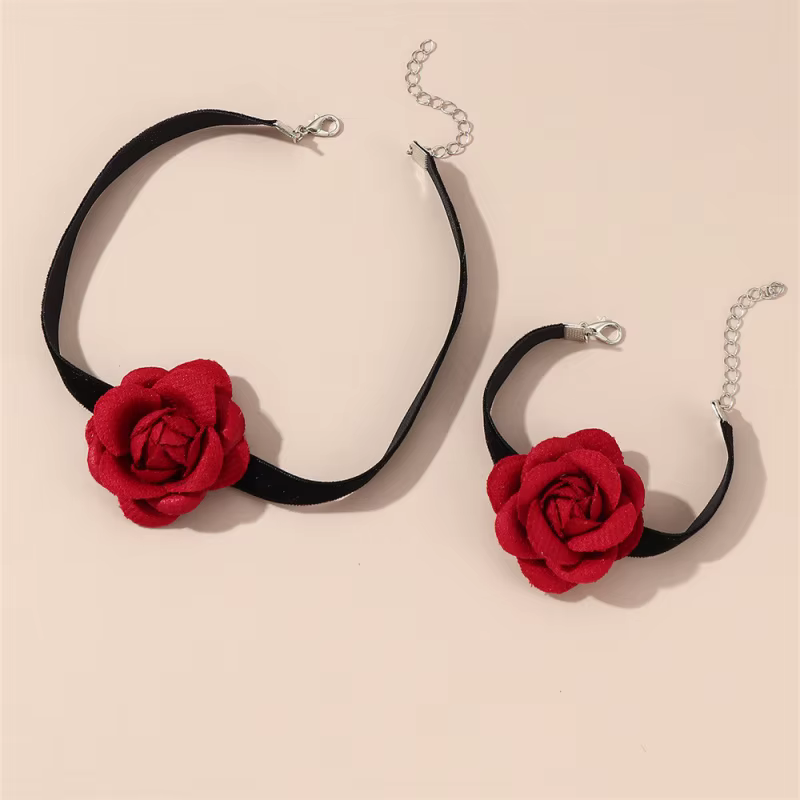 Ensemble de bijoux roses d'inspiration vintage pour filles