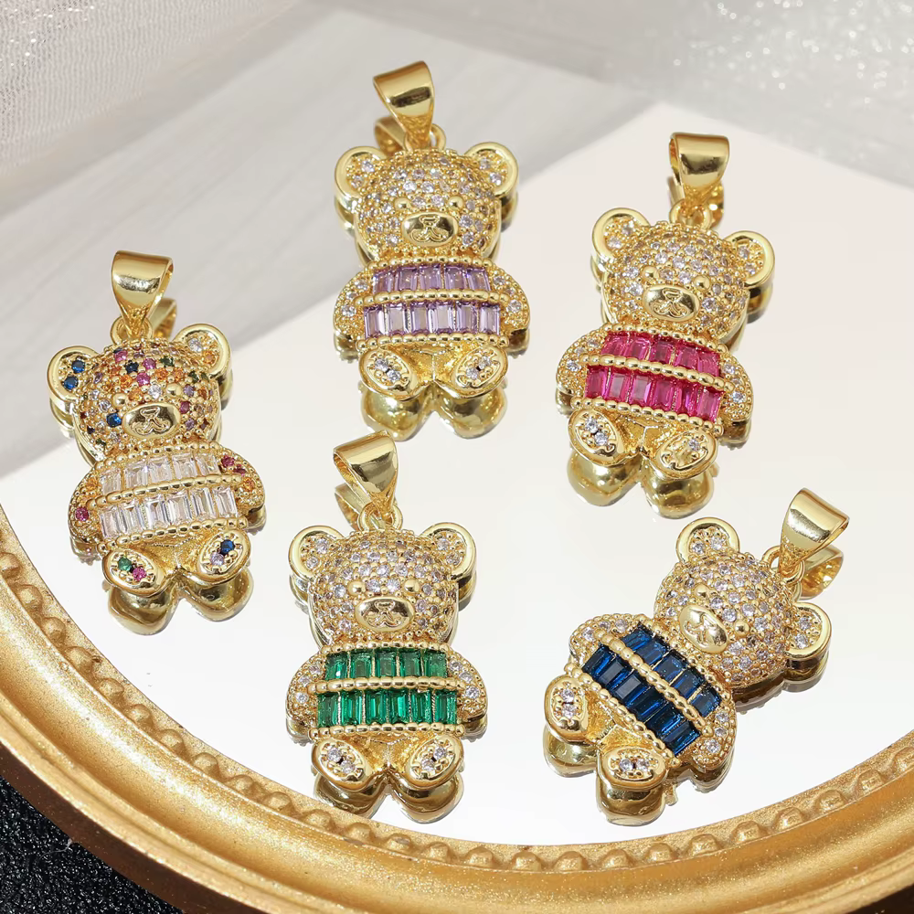 Juya nouveau 18K véritable plaqué or Animal tigre panthère ours léopard breloques pour bricolage cadeau de luxe pendentif adolescent fabrication de bijoux