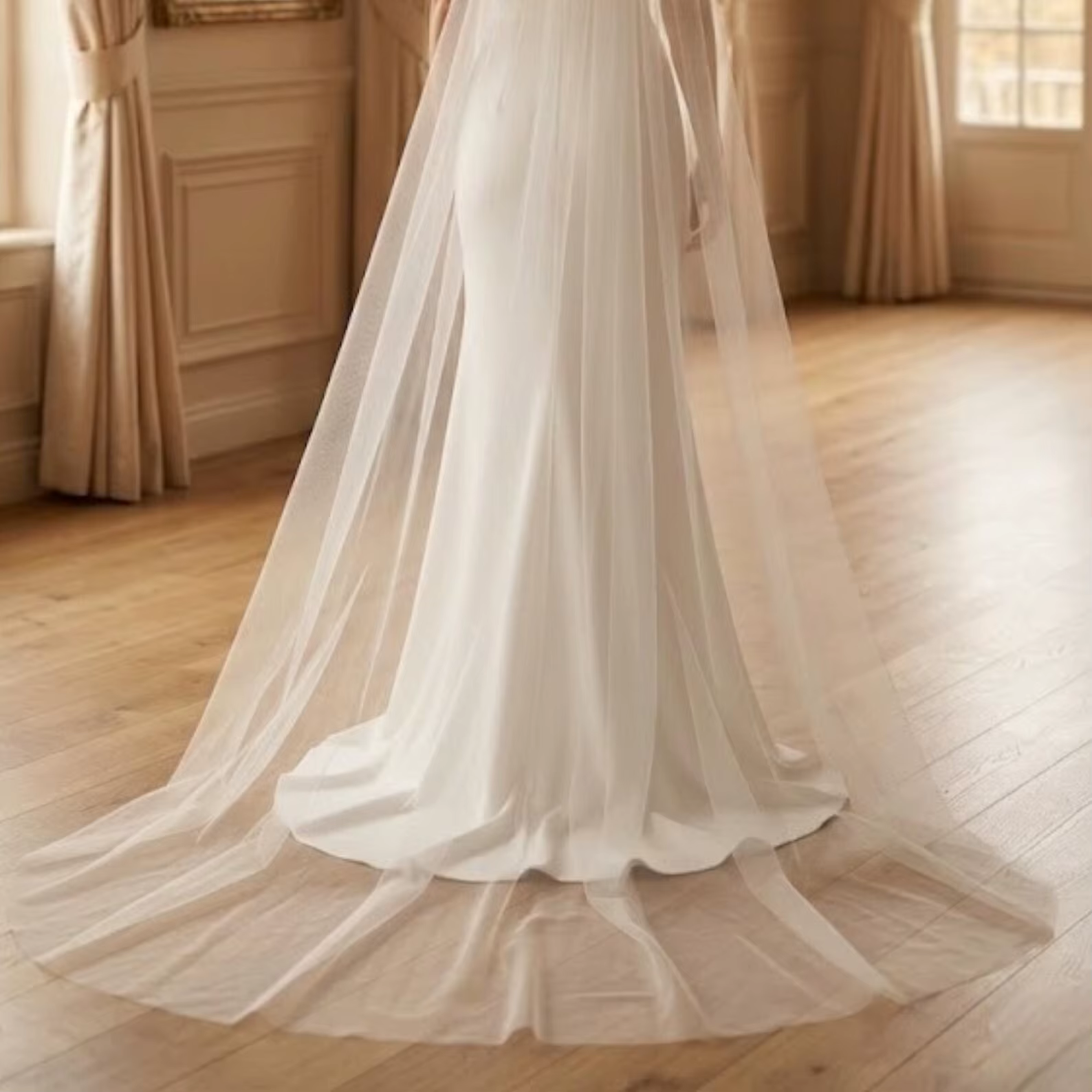 Voile de mariée simple en tulle doux avec peigne