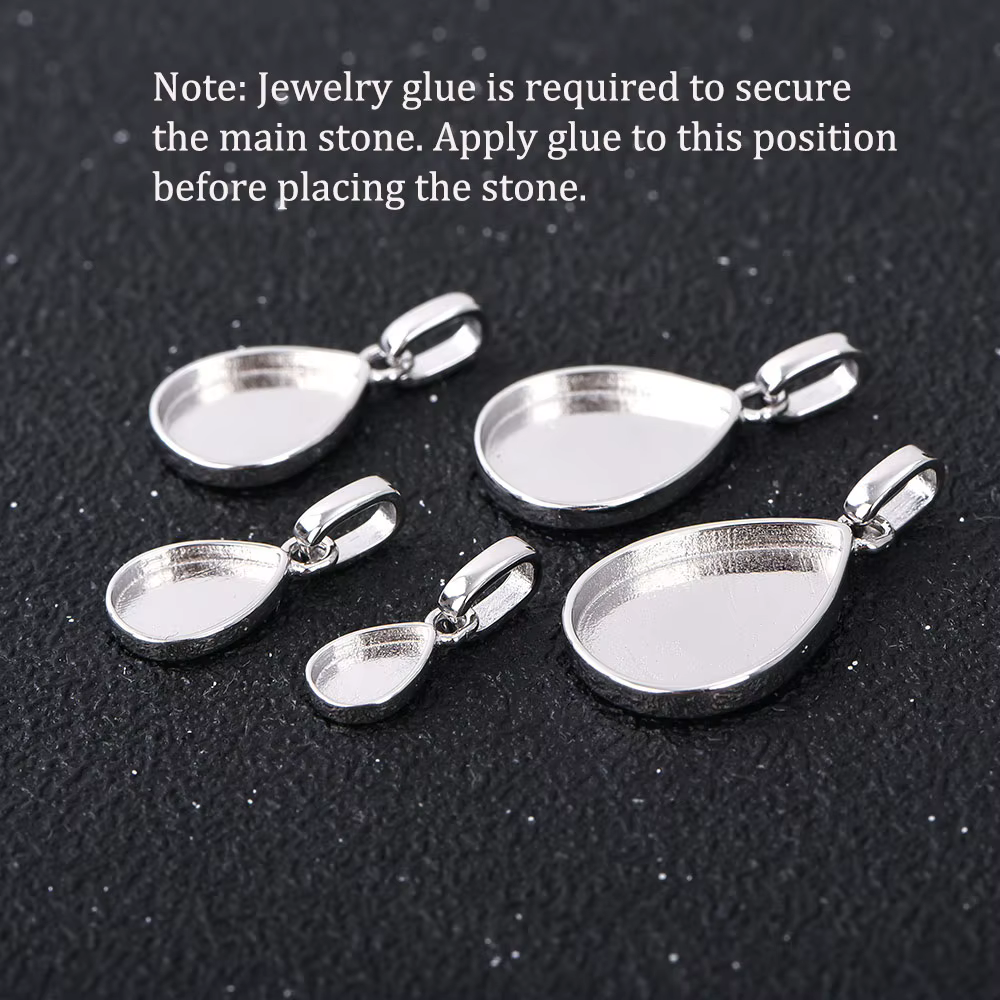 Paramètres de lunette de pendentif arrière solide de poire de résine de lait maternel