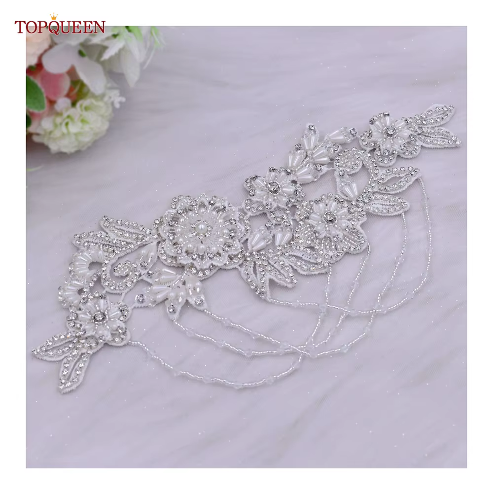 TOPQUEEN S80 argent épaulettes épaule bijoux décoratifs mode tempérament vêtements accessoires à la main perles strass