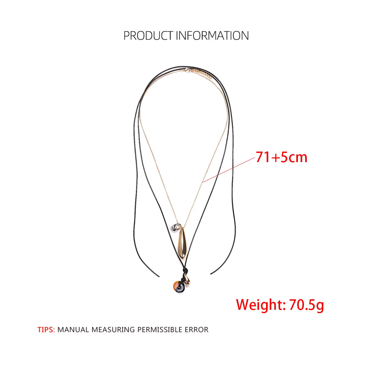 Collier pendentif goutte d'eau ZAA vintage 2 pièces/ensemble avec longue corde en cuir et chaînes métalliques pour femme