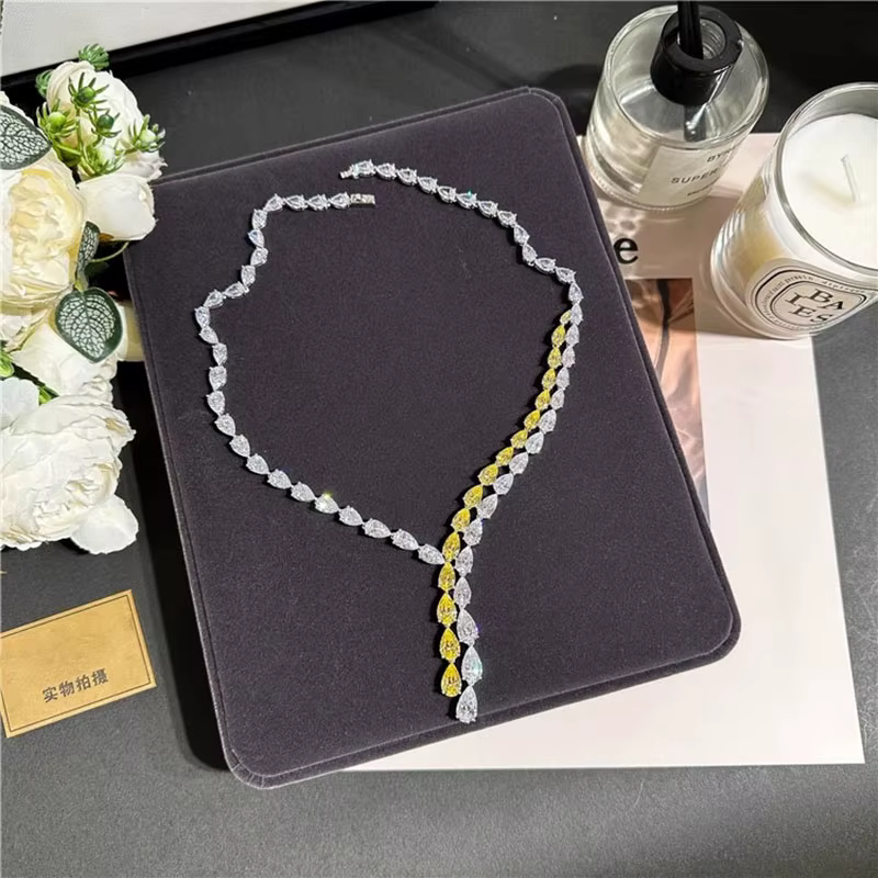 Foyimagination-Ensembles de bijoux en diamant jaune et blanc pour femmes