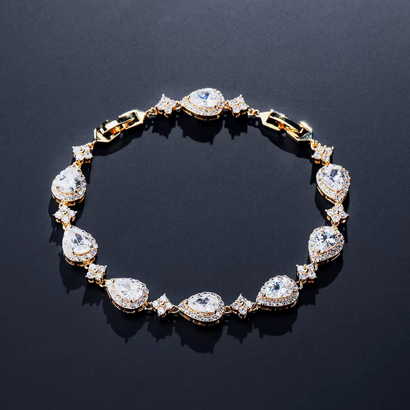 ZAKOL classique géométrique goutte d'eau CZ Bracelet pour femmes mariée magnifique Buling Zircon fête de mariage bijoux